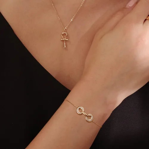 Miniatura 3 de MEVECCO Pulsera de cadena de oro para mujer, chapada en oro de 18 quilates, pulsera ajustable en capas, delicada pulsera minimalista hecha a mano