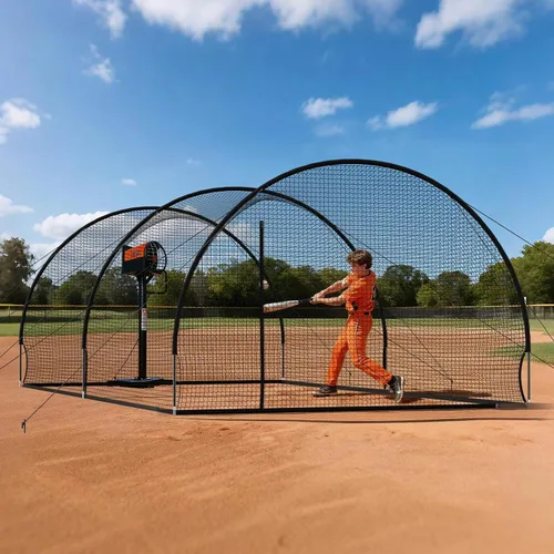 Miniatura 74 de VEVOR Jaula de bateo de béisbol, red profesional de entrenamiento de bateo de béisbol de sóftbol, resistente, resistente, cerrada, de polietileno