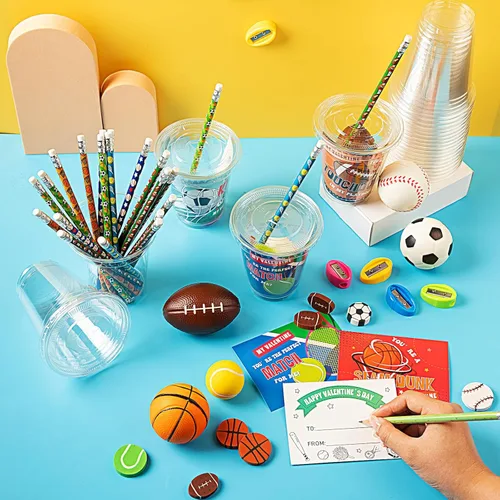 Miniatura 4 de Zonon 180 piezas de regalos para el día de San Valentín para niños, papelería de San Valentín con tarjetas, mini regalos para apretar y tazas