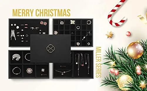 Miniatura 3 de Bandeja de joyería organizador de joyas apilable para cajón aparador armario escaparate collar aretes anillos pulseras bandejas para mujeres y niñas