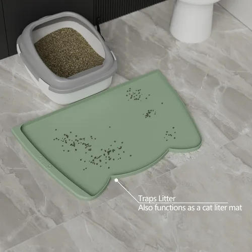 Miniatura 77 de OHMO - Tapete de silicona para alimentos para gatos, tapete de alimentación de mascotas para el piso, antideslizante e impermeable, bandeja de agua
