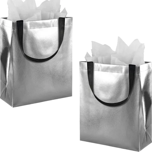 Miniatura 10 de BLEWINDZ Bolsas de Regalo Coloridas con Papel de Seda – 12 Bolsas de Regalo Reutilizables Tamaño Mediano - Ideales para Bolsa de Dulces, Cumpleaños