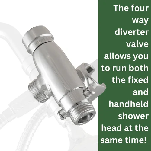 Miniatura 2 de High Sierra Showerheads® - Cabezal de ducha de 4 vías de metal y kit combinado de mano. Cuenta con el cabezal de ducha High Sierra Half Dome
