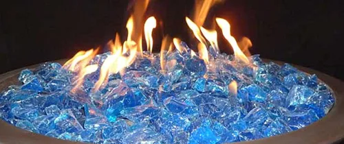 Miniatura 2 de Hiland RGLASS-TRQ Pit Fire Glass i n Turquoise, clasificación de temperatura extrema, bueno para propano o gas natural, 10 libras, 10 libras