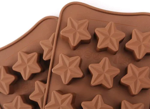 Miniatura 4 de homEdge Molde de chocolate con forma de estrella de 15 cavidades, juego de 4 moldes de silicona antiadherentes para gelatina de chocolate
