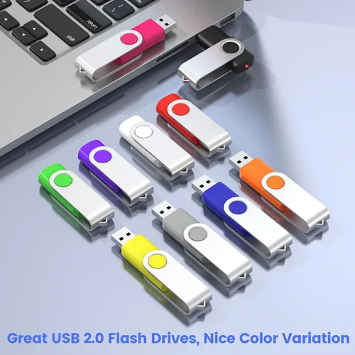 Miniatura 6 de ABLAZE Unidad flash de 128 MB, paquete de 10 unidades de memoria USB 2.0 con cordones, unidades de pulgar giratorias, disco Pendrive U a granel