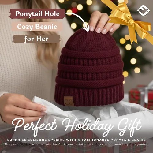 Miniatura 192 de Funky Junque - Gorro para mujer con ranura para cola de caballo