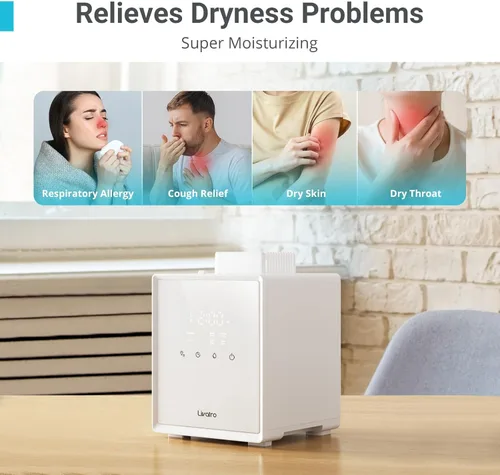Miniatura 4 de Livatro Humidificador de acero inoxidable, humidificador de niebla cálida de 3 L, fácil de limpiar con humidificador de vapor caliente