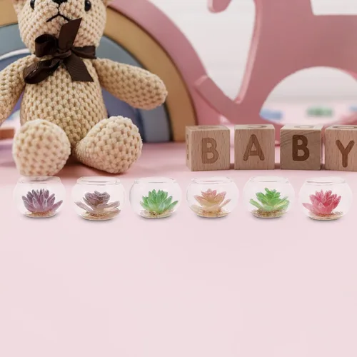 Miniatura 5 de jojofuny 6 plantas en maceta en miniatura, mini suculentas en maceta, planta artificial de casa de muñecas, macetas en miniatura, pequeñas plantas