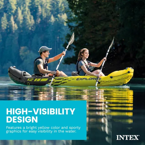 Miniatura 11 de Intex 68307EP Explorer K2 Juego de kayak inflable: incluye remos de aluminio de lujo de 86 pulgadas y bomba de alto rendimiento - PVC superfuerte