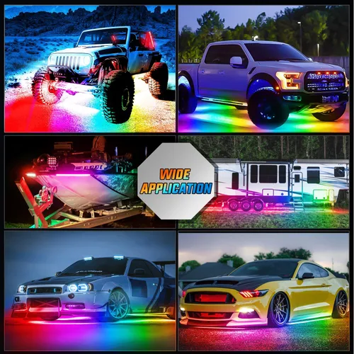 Miniatura 9 de Nilight 4 Piezas Tiras de Luces de Acento de Neón Underglow de Aluminio 396 LEDs Color de Ensueño Asistencia de Puerta Función Activa de Sonido