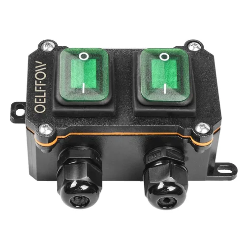 Miniatura 9 de Interruptor de palanca de encendido/apagado impermeable doble con botón de palanca de luz roja, interruptor de cable en línea DPST AC/DC 20A-125V