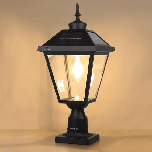 Luz solar ST4334Q vintage de atardecer a amanecer para exteriores, lámpara LED brillante con energía solar para poste pilar, patio, puertas y camino