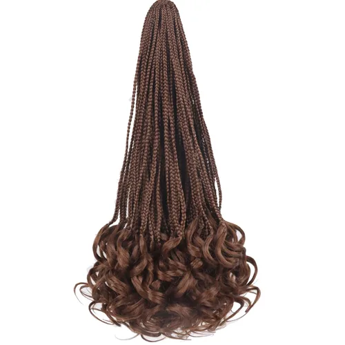 Miniatura 56 de Trenzas de ganchillo rizado francés T33, cabello pre-anillado 10 pulgadas, trenzas cortas rizadas francesas con extremos rizados, trenzas box