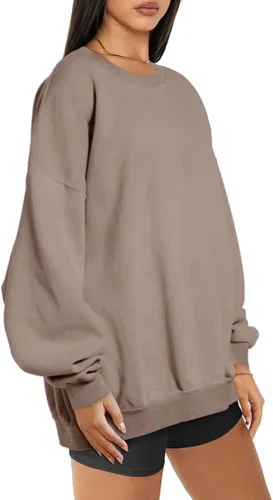Miniatura 2 de EFAN Sudaderas de forro polar de gran tamaño para mujer, manga larga, cuello redondo, sudadera casual con capucha