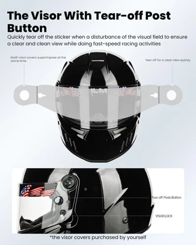 Miniatura 5 de ILM Snell SA2020 Casco de carreras de auto de cara completa con fibra de vidrio ligera para hombres y mujeres adultos Modelo 890