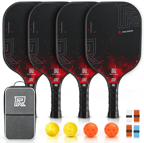 T-300 - Juego de 4 o 2 palas de pickleball de fibra de carbono, aprobadas por USAPA, textura de giro, control y potencia equilibrados, kit de inicio