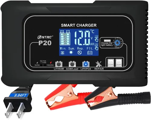 Miniatura 2 de Cargador de Batería Inteligente 20A 12V/24V Completamente Automático Mantenedor, Cargador de Goteo/Desulfatador con Protección contra Sobrecarga