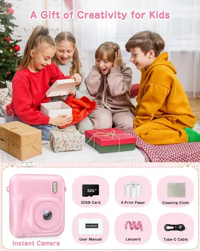 Miniatura 7 de Cámara para Niños con Impresión Instantánea, Cámara Digital Selfie de 48MP para Niños Regalos de Navidad y Cumpleaños, Cámaras de Impresión
