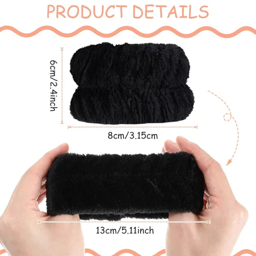 Miniatura 3 de Chuangdi 4 pares de muñequeras para el lavado de la cara, muñequeras spa de microfibra, muñequeras absorbentes para mujeres, muñequeras para evitar