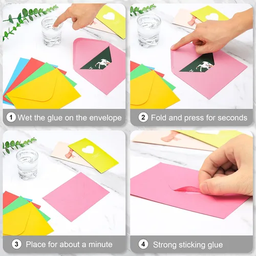 Miniatura 5 de Paquete de 100 sobres de 4 x 6, sobres de color A4 con solapa de contorno para invitaciones de compromiso, invitaciones de boda, anuncios, baby