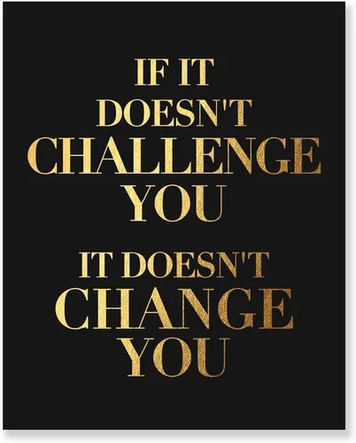 Impresión artística motivacional para decoración de pared, frase inspiradora "IF IT DOESN'T CHALLENGE YOU", impresión artística de lámina dorada,