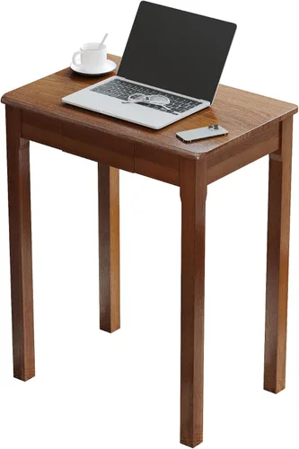 Miniatura 16 de Escritorio de madera maciza con cajones, escritorios estrechos simples de 24 x 16 pulgadas, mesa de estudio de madera de goma, escritorio pequeño