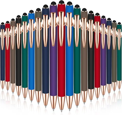 Miniatura 13 de Zonon 38 Piezas Bolígrafo Engomado con Punta de Stylus Bolígrafo de Metal Elegante Stylus Capacitivo con Agarre de Goma Suave, Tinta Negra
