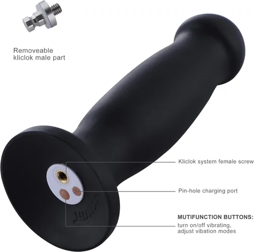 Miniatura 5 de Hismith Consolador anal vibrador de 7.28 pulgadas con 3 velocidades + 4 modos con sistema KlicLok, tapón de silicona para usuarios avanzados