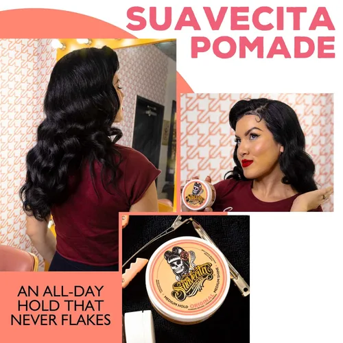 Miniatura 6 de Suavecita - Pomada para mujer, lata de 2.3 onzas, sujeción media, alto brillo, a base de agua, sin escamas como la cera, peinados de gel sin cabello