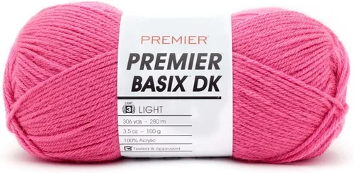 Miniatura 29 de Premier Yarns Basix Hilo DK, hecho de acrílico, hilo ideal para ganchillo y tejido, lavable a máquina, rosa camafeo, 3.5 onzas, 306 yardas Rosa Cameo