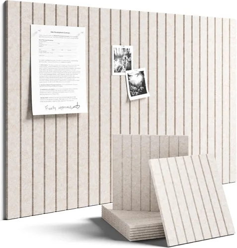 Miniatura 90 de Tablero de anuncios de fieltro grande de 36 x 24 pulgadas, alternativa al tablero de corcho – Paquete de 6 con 40 pestañas adhesivas extraíbles
