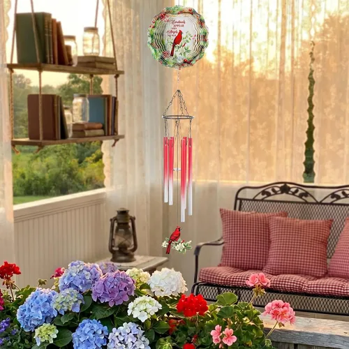 Miniatura 3 de Cardinal Gifts - Campanillas de viento de metal con molinillos de viento 3D para exteriores, jardín, patio, césped, patio, balcón, decoración