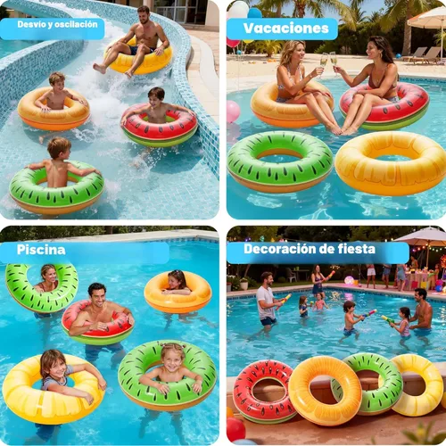 Miniatura 7 de Sloosh 4 Pack Inflatable Pool Floats, Pool Tube Rings, Swim Tubes, Floaties Toys, Beach Swimming Party Toys for Kids and Adults