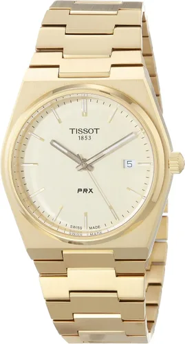 Tissot PRX Reloj de cuarzo para hombre con correa de acero inoxidable dorado 12 modelo T1374103302100