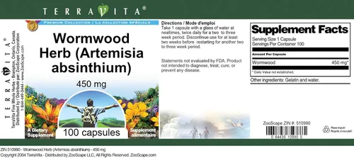 Miniatura 4 de Hierba de ajenjo (Artemisia Absinthium) - 450 mg (100 Cápsulas, ZIN: 510990)