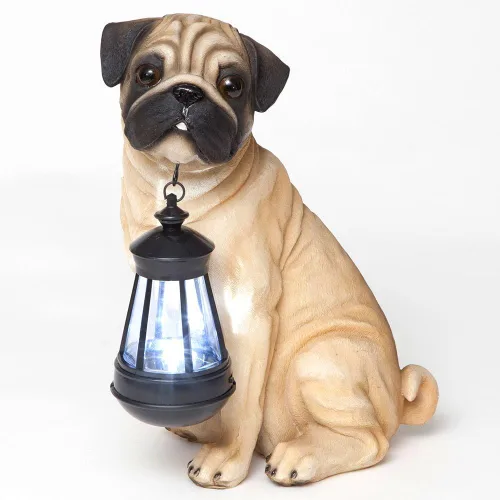 Miniatura 8 de Bits and Pieces - Estatua de linterna solar para perros - Linterna de jardín con energía solar - Escultura de perro de resina con luz LED