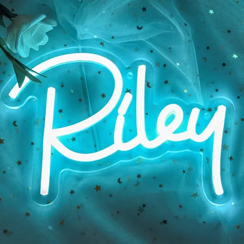 Miniatura 2 de Letrero de Nombre en Neón Riley, Luz de Nombre en Neón LED para Dormitorio de Niños, Decoración para Fiesta de Cumpleaños, Letrero de Neón Riley