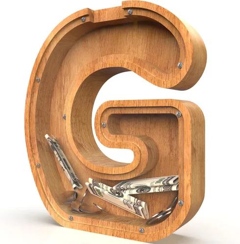 Miniatura 107 de Alcancía para niños y niñas, alcancía grande de madera personalizada con diseño recortado, bancos de monedas con letras del alfabeto, caja de ahorro