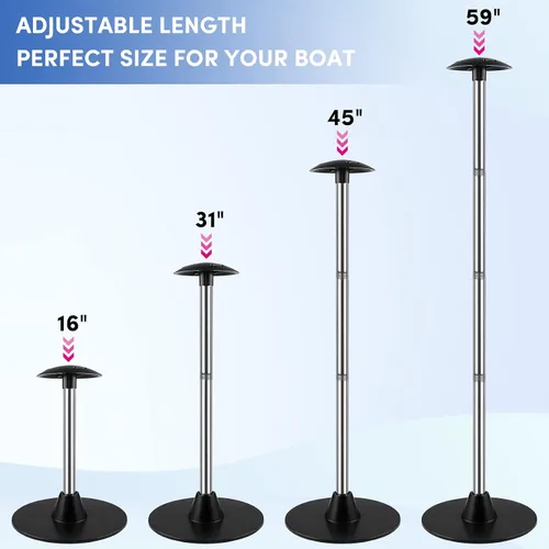 Miniatura 2 de Postes de soporte para cubierta de barco, sistema de soporte de cubierta de barco de acero inoxidable con correa de cincha, extensión de 4 etapas
