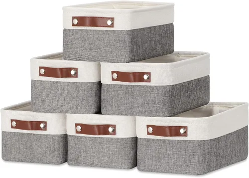 Miniatura 75 de DULLEMELO Juego de 4 cubos de almacenamiento, cesta de almacenamiento de tela para estantes, armario, cuarto del bebé, almacenamiento de juguetes