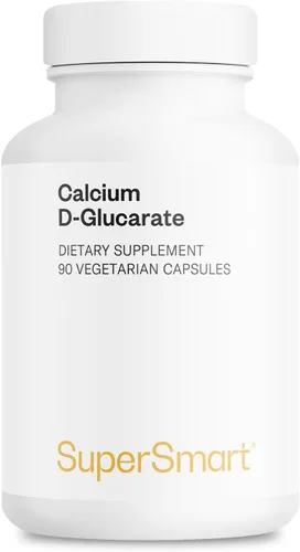 SuperSmart D-glucarato de calcio 1500 mg por día (alta resistencia) - Suplemento de calcio | Sin OMG y sin gluten - 90 cápsulas vegetarianas