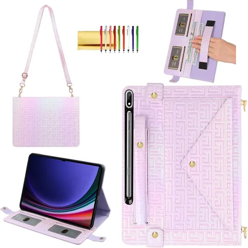 Miniatura 8 de Bolso Funda para Samsung Galaxy Tab S10 FE/S9 FE 10.9"/S9/S8/S7 11", Techcircle Folio con Soporte Cruzado, Billetera con Ranura para Lápiz S Pen