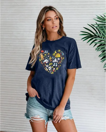 Miniatura 3 de FASHGL Camiseta de senderismo para mujer, divertida camiseta gráfica de montaña, linda camiseta de regalo para cámper, camisas casuales de vacaciones