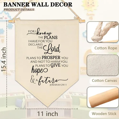 Miniatura 6 de For I Know The Plans - Letrero de versículo bíblico, decoración de bandera, regalo para bebés, niños, niñas, recién nacidos, letrero de pared