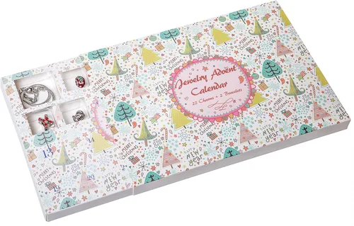 Miniatura 7 de Red Co. Calendario de Adviento de Navidad con 2 pulseras y 22 dijes únicos, juego de joyas – 24 regalos en total para hija, sobrina, nieta