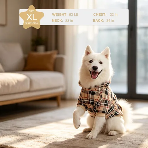 Miniatura 6 de EXPAWLORER - Sudadera con capucha para perro, estilo británico, suave y cálido con agujero para la correa, para clima frío, abrigo de invierno
