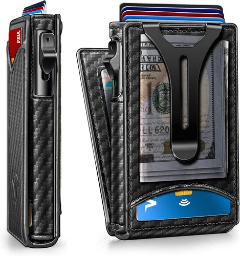Miniatura 11 de Cartera BULLIANT para hombre, cartera con clip para billetes delgada para regalo para hombre, 9 tarjetas - Estuche de tarjeta de crédito de metal
