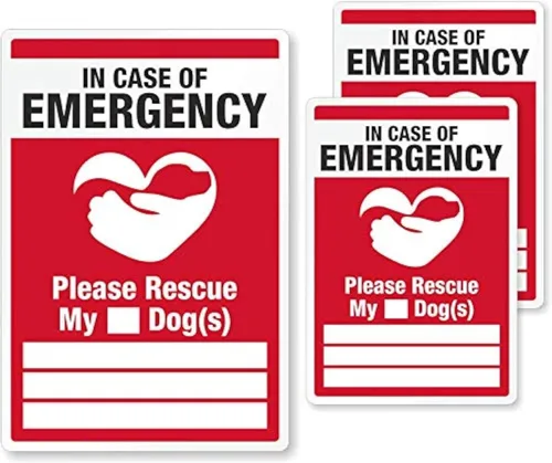SmartSign "in Case of Emergency Please Rescue My Dogs" - Juego de calcomanías de rescate de mascotas | Dos etiquetas adhesivas reflectantes de grado