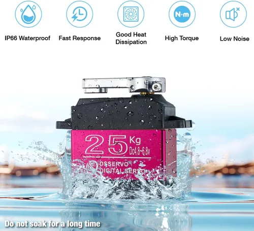 Miniatura 2 de Hosyond DS3225 55.1 lbs RC Servo de alto par de torsión completo engranajes de metal impermeable servo digital compatible con 1/8, 1/10 RC
